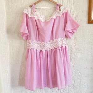 Koko By LovedRobe Pink and White Striped Off The Shoulder Dress Size 22